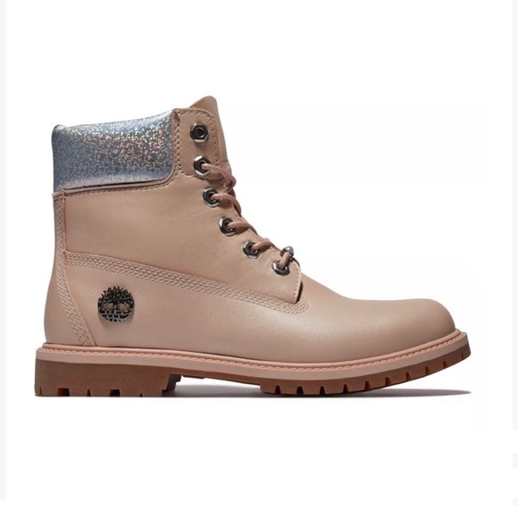 Womens Timberland 6" Metallic Collar Premium Boot - Cameo Rose / Silver - Picture 6 of 15